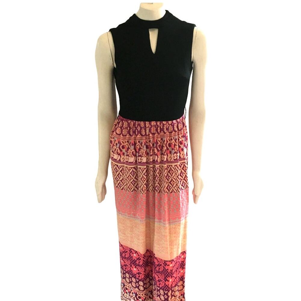 VTG 70s Sleeveless Hippie Dress  Maxi length  Festival Retro Bohemian  SZ 4